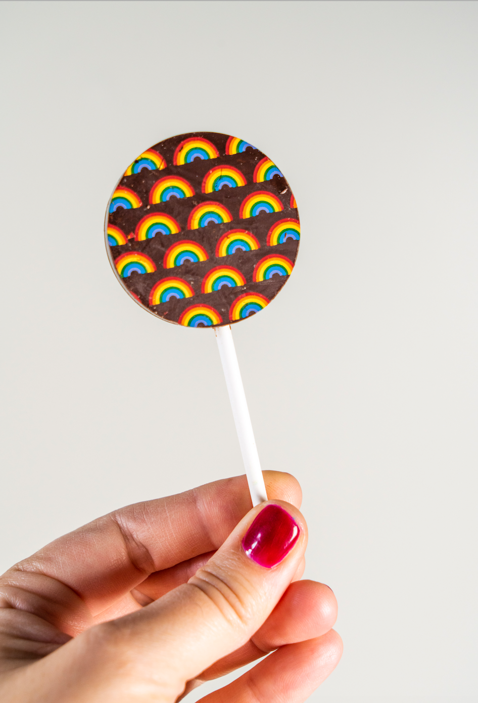 Lollipop: Chocolate with Rainbows Wooden Table Baking Co.