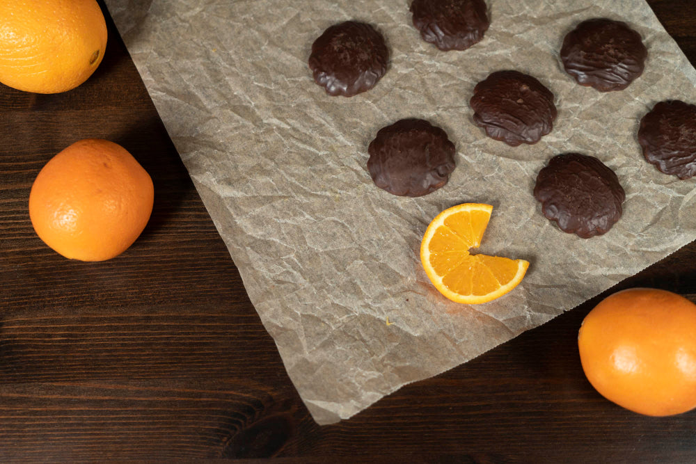 orange cookies in background