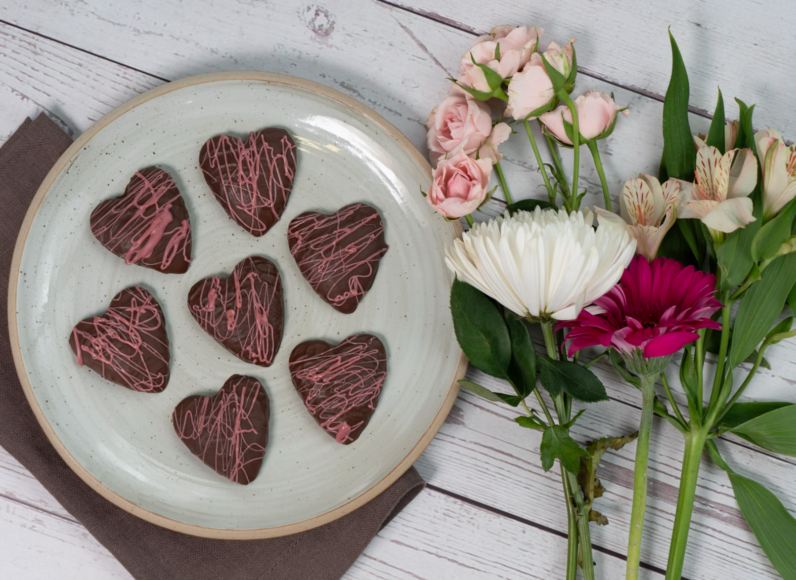 Mixed Heart shaped alfajores Wooden Table Baking Co.