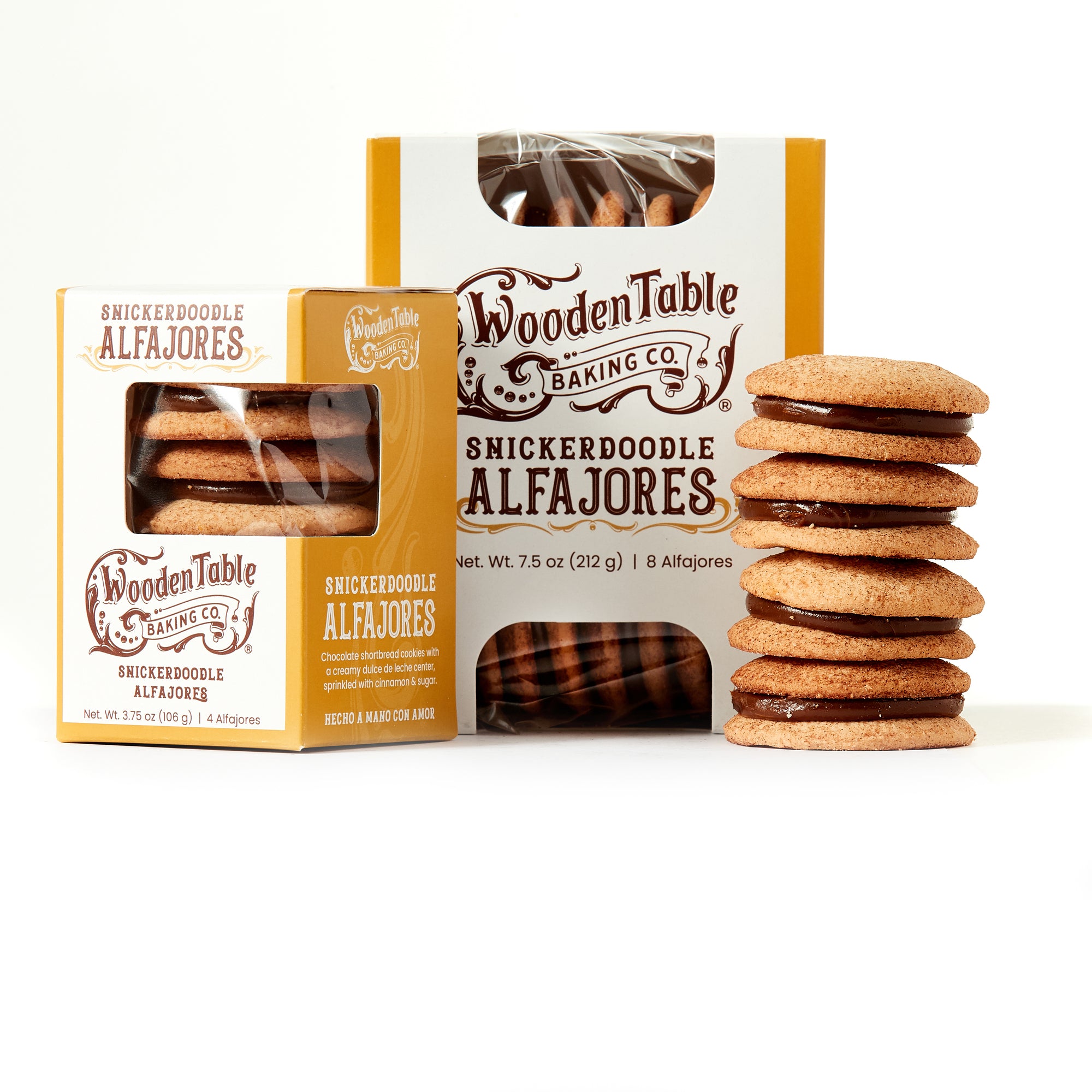  4 Snickerdoodle Alfajores in Packaging from  The Wooden Table Baking Company
