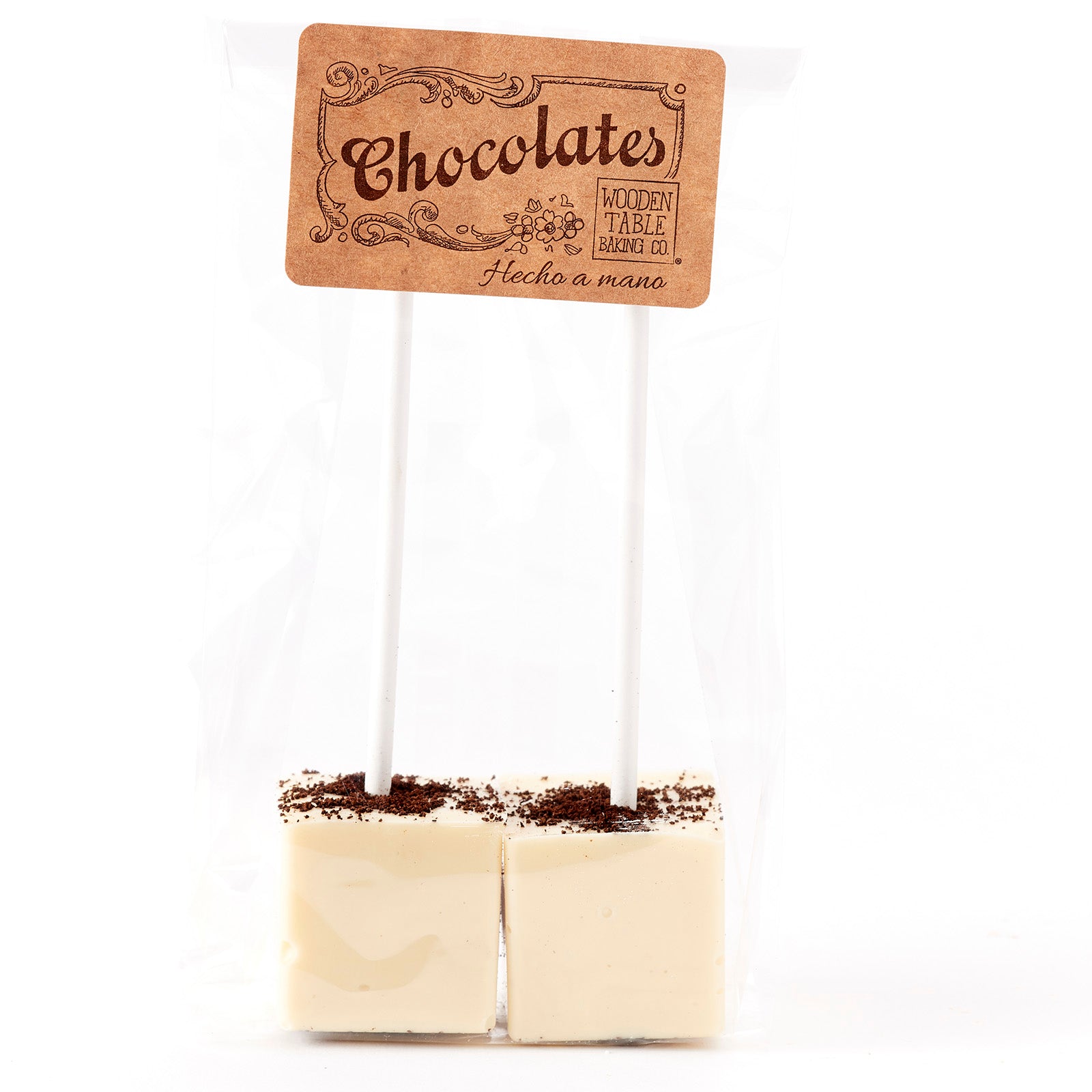 Hot Chocolate Stirrers: White Chocolate + Espresso Wooden Table Baking Co.